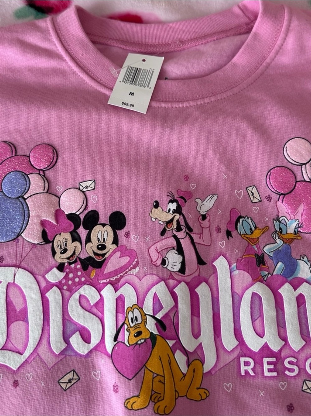 Disneyland 2026 Valentine’s Day Pink Crewneck Sweatshirt